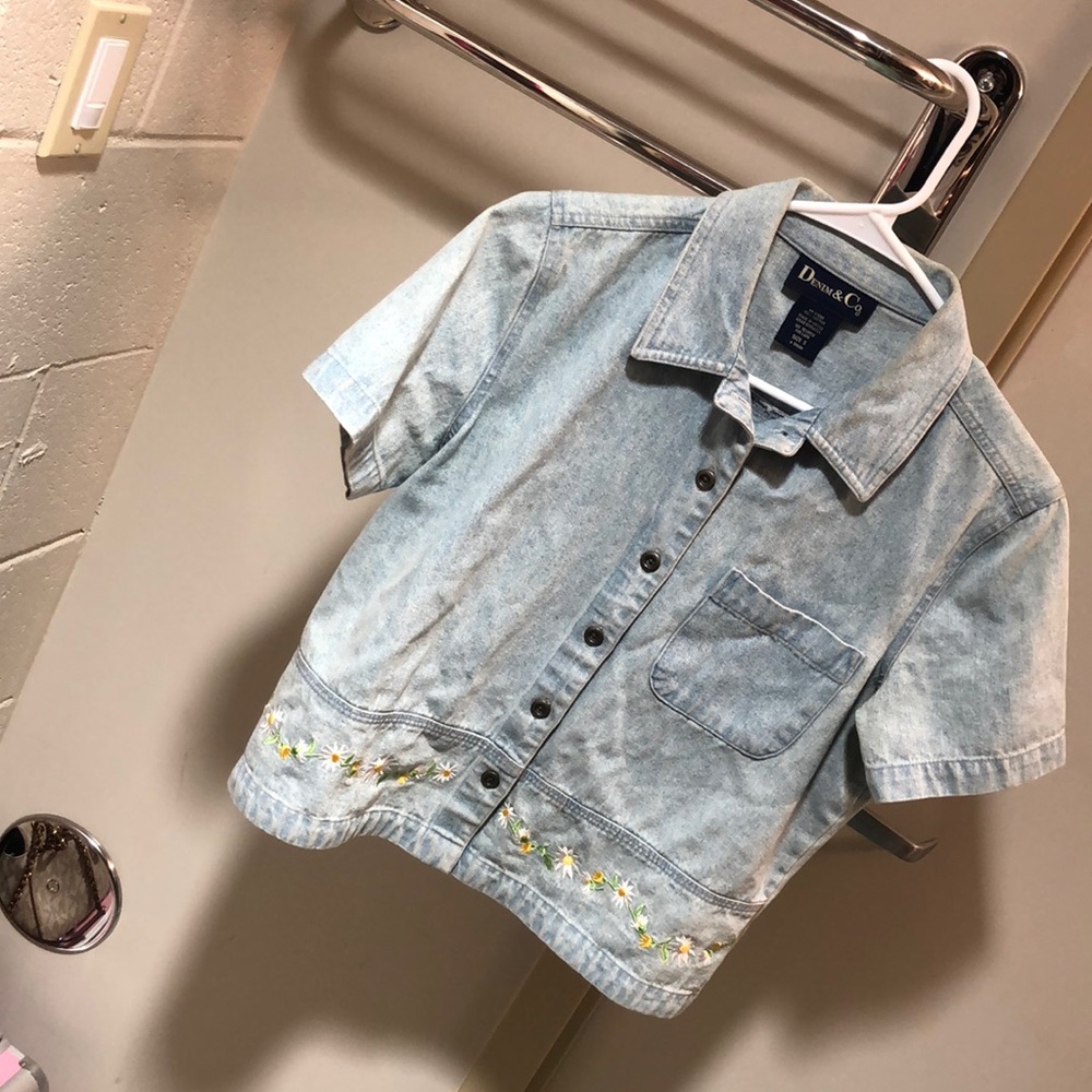 Denim Floral Top 🐊